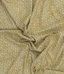 Beige Printed Jaipur Cotton Saree With Floral Motifs-JC1883