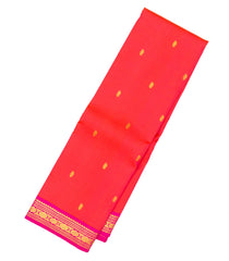 Red Handloom Kanchipuram Silk Saree With Buttas & Contrast Border-KA13046