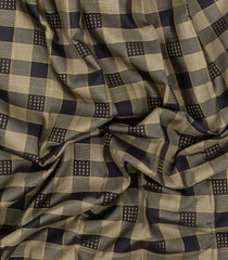 Black Handloom Korvai Kanchipuram Silk Saree With Beige Checks & Buttas-KA16695