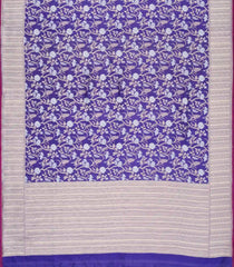 Blue Handloom Organza Satin Soft Silk Saree With Floral Vine Motifs-SO4079