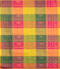 Bottle Green Handloom Kanchipuram Silk Saree With Bomkai Pallu-KA14597