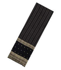 Black Woven Mysore Silk Saree With Floral Stripes-MS3528