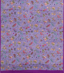 Lilac Printed Pure Satin Silk Saree With Floral Motifs-PS0936