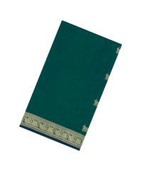 Sea Green Handloom Silk Cotton Saree With Cow Buttas-SC4392