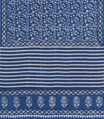 Blue Printed Jaipur Cotton Saree With Floral Motifs-JC1891
