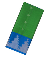 Leafy Green Handloom Soft Silk Saree With Floral Motifs-SO3998