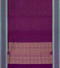 Magenta Handloom Silk Cotton Saree With Stripes & Contrast Border-SC4192
