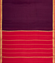Dark Maroon Woven Mysore Silk Saree With Contrast Zari Border-MS3865