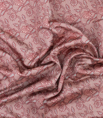 Dusty Pink Handloom Natural Dyed Lino Varna Silk Saree With Floral Vine Motifs-KA16734