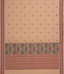Taupe Handloom Kanchi Cotton Saree With Floral Motifs-KC1704