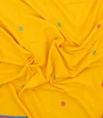 Yellow Handloom Bengal Cotton Saree With Floral Buttas-BG1565