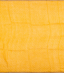 Black Handloom Linen Saree With Printed Yellow Floral Motifs-LI0781