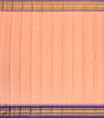 Peach Handloom Gadwal Silk Cotton Saree With Checks & Buttas-GA0178