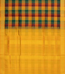 Multi Colour  Handloom Silk Cotton Saree With Checks & Contrast Border-SC4454