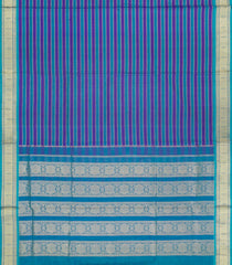 Cyan & Purple Handloom Soft Silk Cotton Saree With Stripes-SC4571