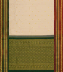 Cream Handloom Korvai Kanchipuram Silk Saree With Ganga Jamuna Border-KA13923