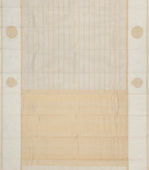 Off White Handloom Kanchi Cotton Saree With Veldhari Stripes-KC1856