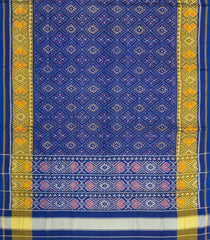 Blue Handloom Rajkot Patola Silk Saree With Ikat Motifs-IK0444