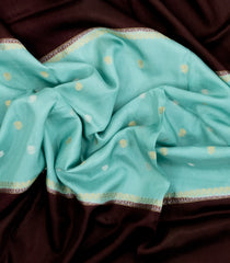 Turquoise Woven Blended Viscose Saree With Zari Buttas-BL5608