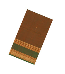 Dark Olive Handloom Silk Cotton Saree With Annam Buttas-SC3970
