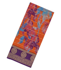 Orange Printed Synthetics Dola Silk Saree Zari Stripes & Contrast Border-BL5349