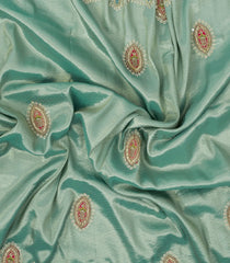 Aquamarine Woven Synthetic Blended Tissue Saree With Embroidered Motifs-EN2006