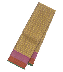 Taupe Handloom Kanchipuram Silk Saree With Checks