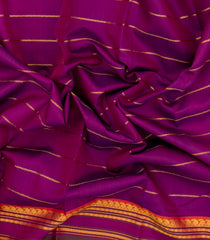 Purple Handloom Korvai Kanchipuram Silk Saree With Beldari Stripes-KA13680