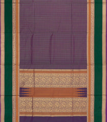 Purple Handloom Silk Cotton Saree With Checks-SC4212