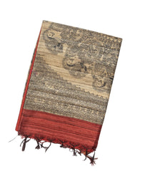 Crimson Handloom Dupion Silk Saree With Printed Pallu