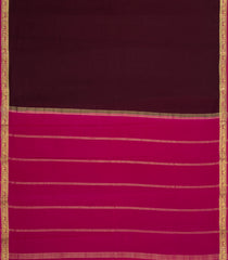 Dark Brown Woven Mysore Silk Saree With Contrast Zari Border-MS3578