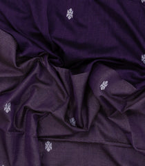 Violet Handloom Bengal Cotton Saree With Stirpes & Floral Buttas-BG1692