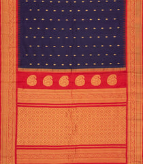 Dark Burgundy Handloom Gadwal Silk Saree With Buttas & Contrast Border-GA0430