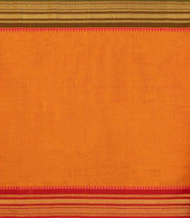 Mango Yellow Woven Chettinad Cotton Saree With Contrast Border-CN1887