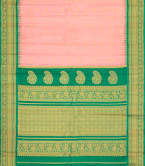 Peach Handloom Gadwal Silk Saree With Buttas & Contrast Border-GA0437