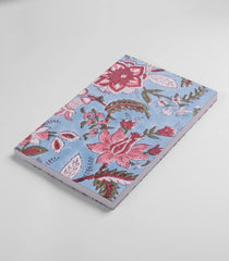 Light Blue 9 X 6 Inch Bagru Dabu Block Printed 96 Page Handmade Notebook-ACS1004