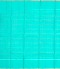 Blue Handloom Kanchipuram Silk Saree With Checks & Temple Border-KA12504