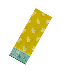 Light Green Woven Banarasi Chiniya Silk Saree With Buttas & Contrast Border-BE1749