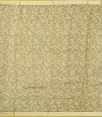 Green Printed Chanderi Cotton Saree With Checks & Floral Motifs-CC1612