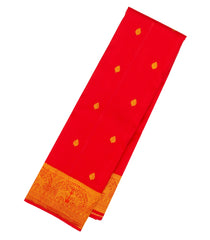 Red Handloom Kanchipuram Silk Saree With Floral Buttas-KA12712