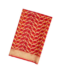 Red Handloom Organza Soft Silk Saree With Jaal Motifs-SO4106