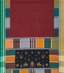 Brown Woven Cotton Saree With Kasuti Hand Embroidered Border & Pallu-EN1771