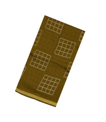 Olive Green Printed Art Chanderi Saree With Zari Border-BL5015