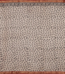 Rust Printed Chanderi Cotton Saree With Zari Border-CC1643
