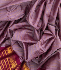 Lilac Handloom Gadwal Silk Cotton Saree With Stripes-GA0182