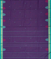 Dark Purple Woven Chettinad Cotton Saree With Buttas & Contrast Border-CN1806