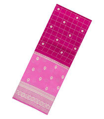 Hot Pink Woven Banarasi Poona Silk Saree With Checks & Buttas-BP1001