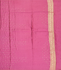Bubblegum Pink Woven Blended Satin Saree With  Hand Embroidered Floral Motifs-EN1747