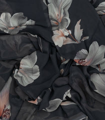 Black Woven Synthetic Georgette Saree With Printed Abstract Motifs-BL4226