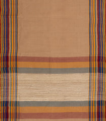 Beige Handwoven Bengal Cotton Saree With Stripes Border-BG1500